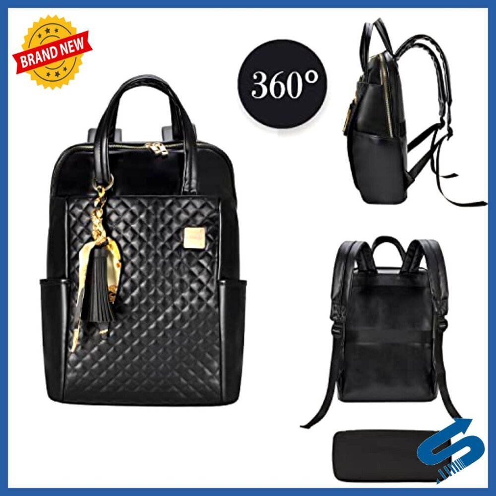 Slim Laptop Backpack PU Leather Lightweight Water-Resistant Business Travel Work - Picture 6 of 6